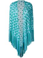 Missoni - Patterned Tassel Cape - Women - Polyester/cupro/viscose - One Size, Blue, Polyester/cupro/viscose