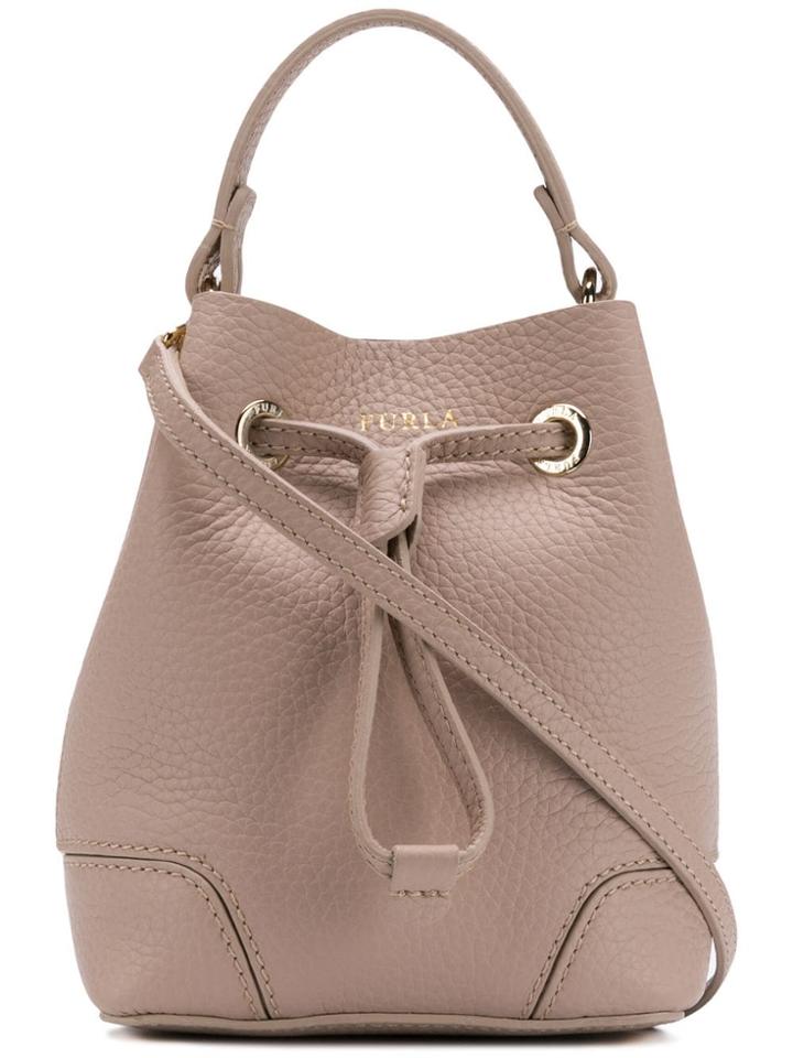 Furla Logo Print Bucket Bag - Neutrals