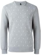 Neil Barrett Embroidered Lightning Bolt Sweatshirt, Men's, Size: Xxs, Grey, Lyocell/viscose/cotton/spandex/elastane