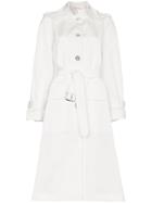 Alessandra Rich Crystal Embellished Faille Trench Coat - White