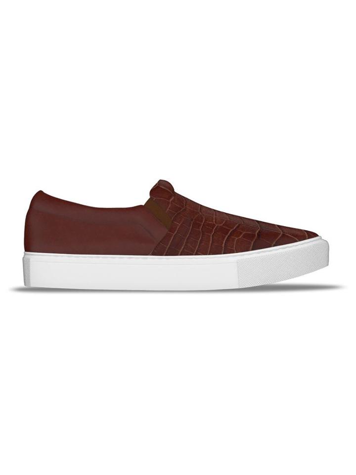 Myswear Maddox Slip-on Sneakers, Men's, Size: 44, Brown, Leather/rubber/aligator Leather