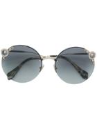 Miu Miu Eyewear Pearls Collection Round Shape Sunglasses - Grey