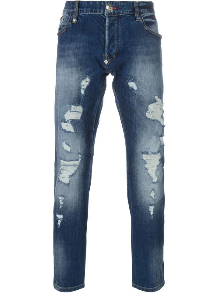 Philipp Plein Skinny Jeans, Men's, Size: 34, Blue, Cotton/spandex/elastane