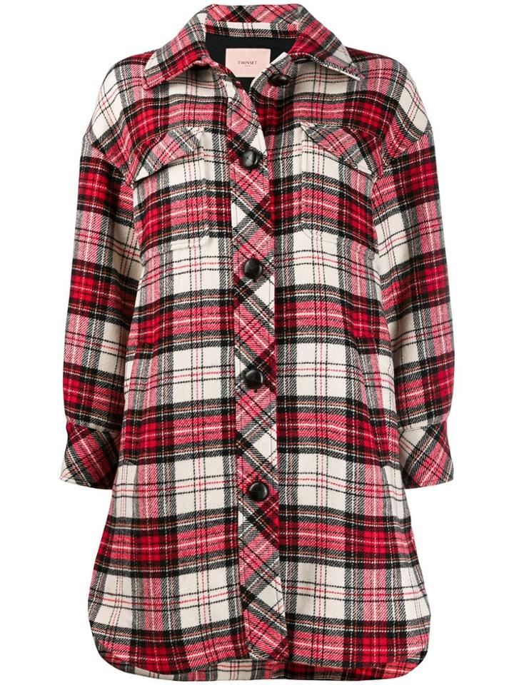 Twin-set Tartan Print Coat - Red