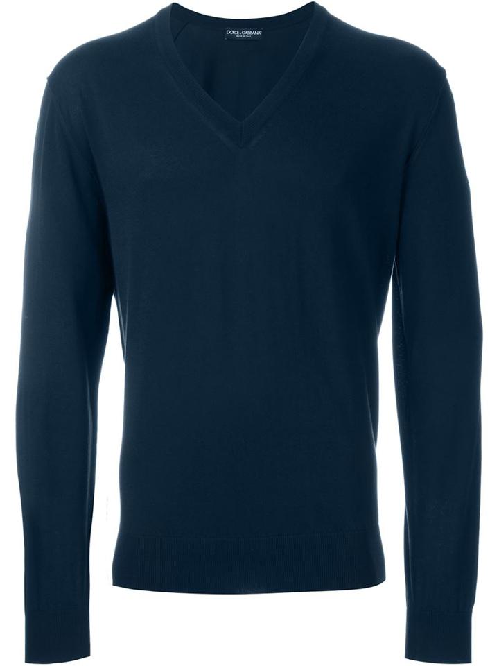 Dolce & Gabbana Fine Knit V-neck Sweater