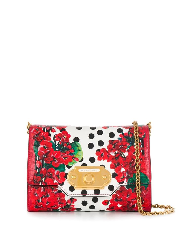 Dolce & Gabbana Floral Print Crossbody Bag - Red