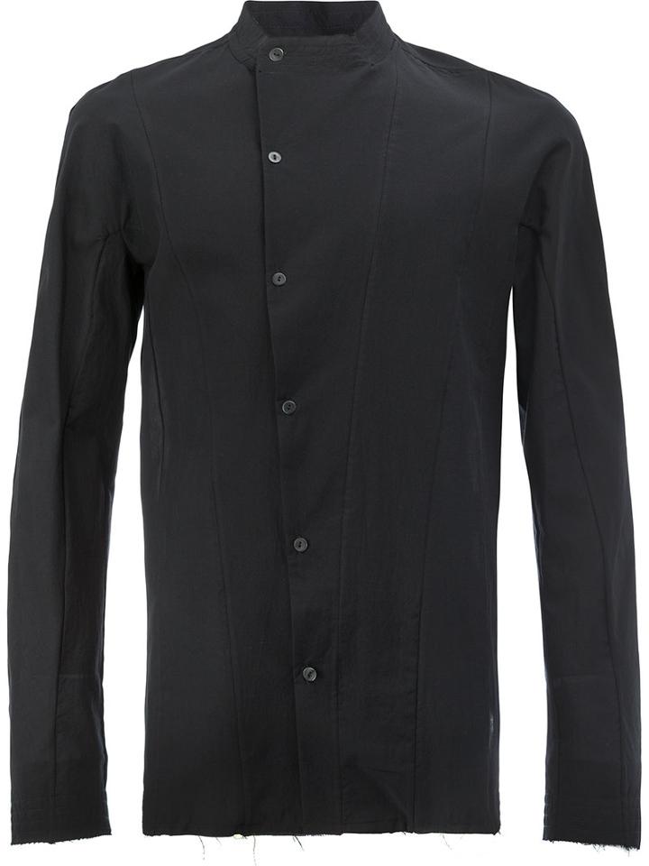 Masnada - Dislocated Fastening Slim-fit Shirt - Men - Cotton - 46, Black, Cotton
