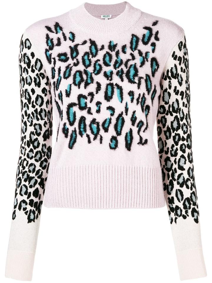 Kenzo Leopard Jacquard Jumper - Pink & Purple