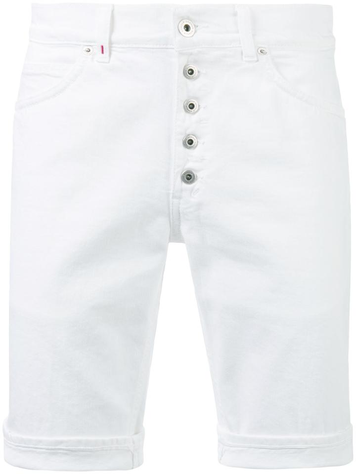 Dondup Buttoned Shorts, Men's, Size: 33, White, Cotton/spandex/elastane