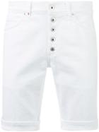 Dondup Buttoned Shorts, Men's, Size: 33, White, Cotton/spandex/elastane