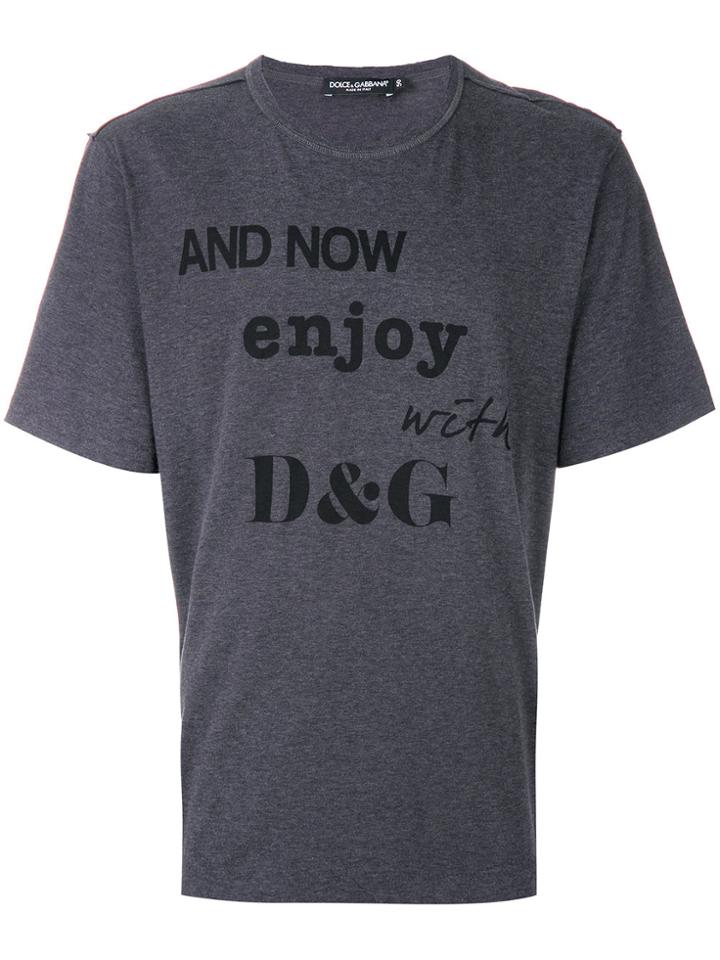Dolce & Gabbana Quote Print T-shirt - Grey