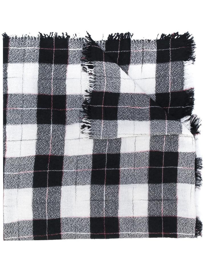 Isabel Marant - Loria Plaid Scarf - Women - Silk/wool - One Size, Black, Silk/wool
