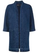 3x1 Three-quarters Sleeve Denim Jacket, Women's, Size: Medium, Blue, Cotton/polyurethane
