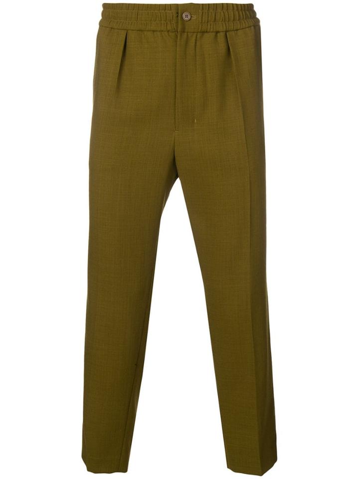 Ami Alexandre Mattiussi Elasticized Waist Cropped Fit Trousers - Green