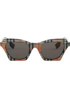 Burberry Eyewear Checked Square Frame Sunglasses - Neutrals