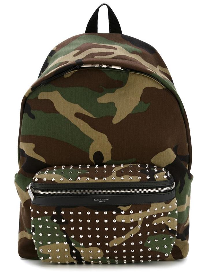 Saint Laurent Hunting Backpack, Green, Canvas