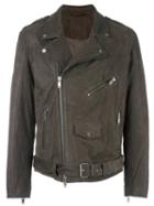 Desa 1972 'ginevra' Biker Jacket, Men's, Size: 48, Grey, Leather/acetate/viscose