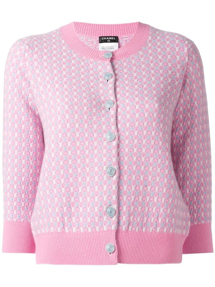 Chanel Vintage Three-quarter Sleeve Cardigan, Women's, Pink/purple