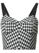 Tome - Gingham Cropped Top - Women - Cotton - 4, White, Cotton
