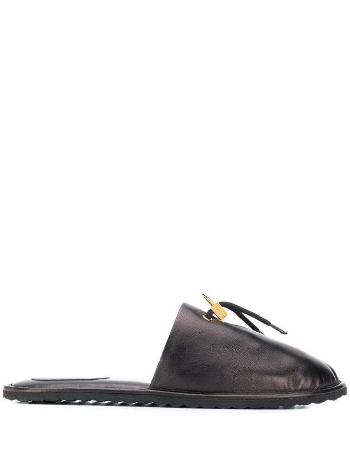 Buscemi Padlock-embellished Mules - Brown