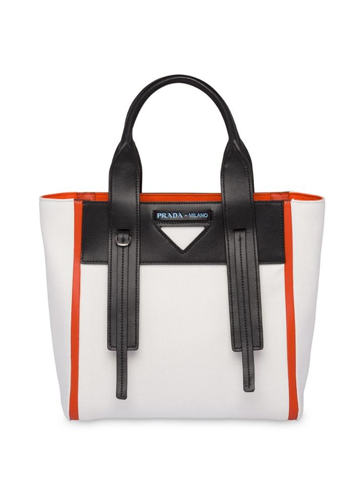 Prada Prada Ouverture Canvas And Leather Bag - White