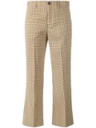 Miu Miu Checked Trumpet Trousers, Women's, Size: 46, Yellow/orange, Cotton/virgin Wool