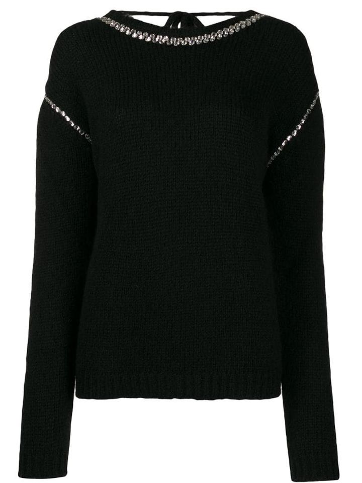 Rochas Crystal Appliqué Jumper - Black