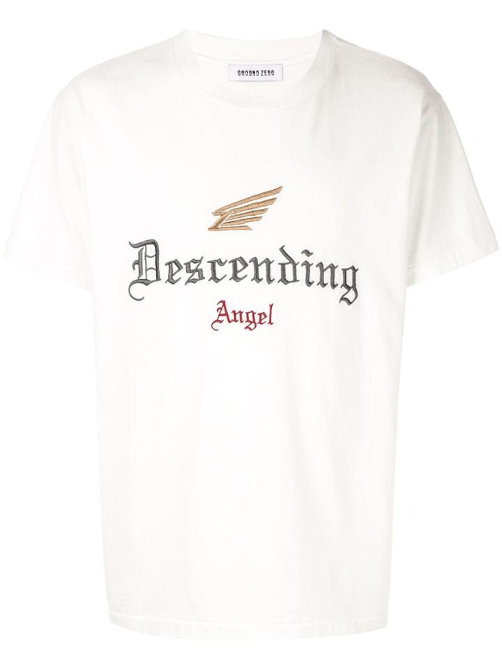 Ground Zero Descending Angel Embroidered T-shirt - White