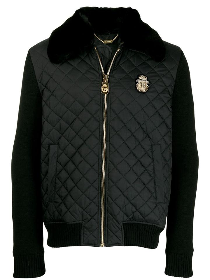 Billionaire Quilted Logo Patch Jacket - Black