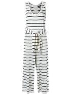 Andrea Marques Striped Jumpsuit - White