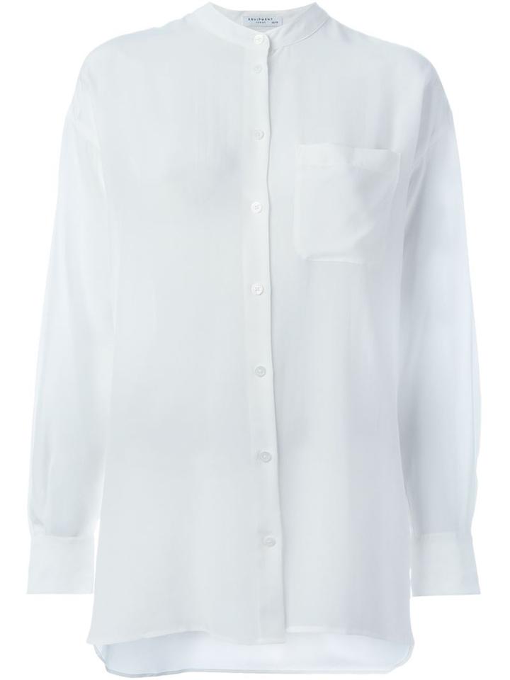 Equipment Band Collar Shirt, Women's, Size: Small, White, Silk