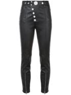 Alexander Wang - Cropped Skinny Trousers - Women - Cotton/lamb Skin - 2, Black, Cotton/lamb Skin