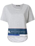Adidas By Stella Mccartney Logo Print Mesh Hem T-shirt - Grey