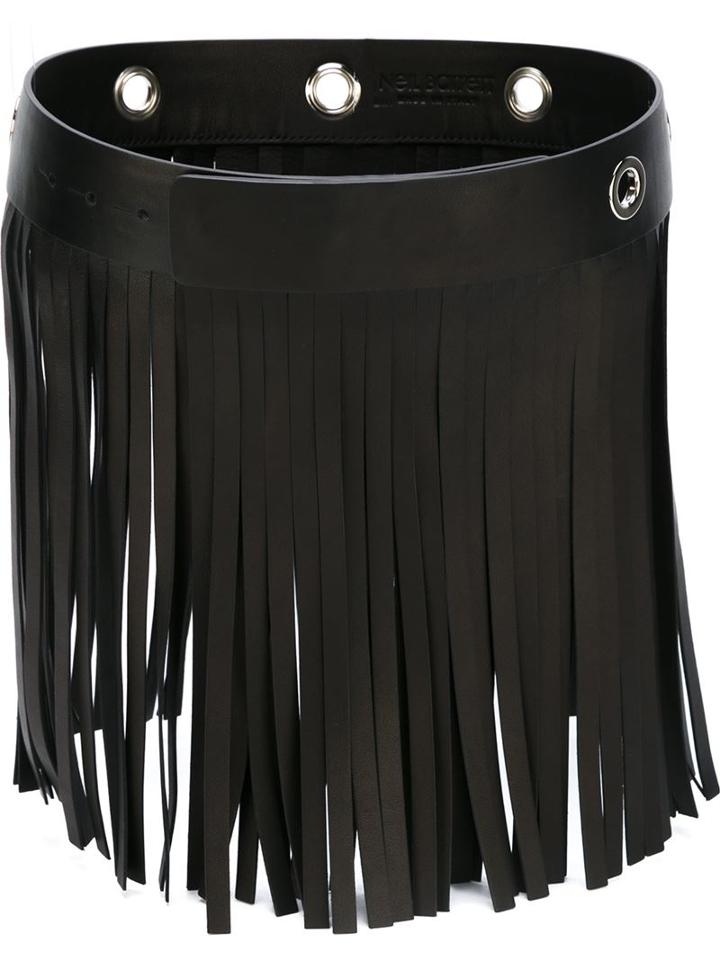Neil Barrett Fringed Belt, Women's, Size: M, Black, Leather