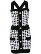 Balmain Pied De Poule Dress With Buttons - Black