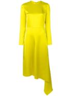 Msgm Asymmetric Hem Bow-back Dress - Yellow & Orange