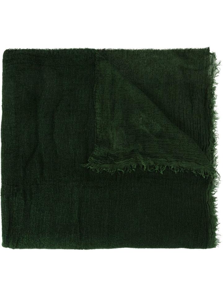 Faliero Sarti Fringed Edges Scarf - Green