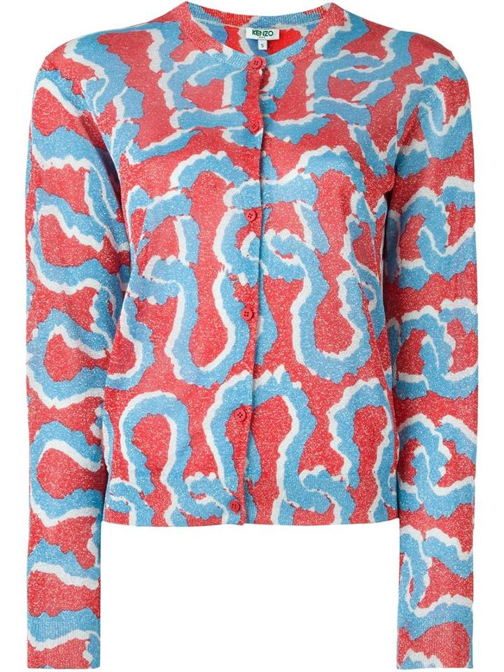 Kenzo 'curvy Line' Cardigan, Women's, Size: Large, Red, Polyester/viscose