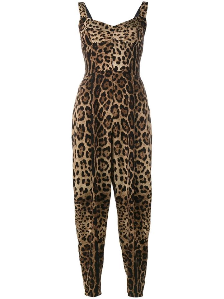 Dolce & Gabbana Leopard Print Jumpsuit - Brown