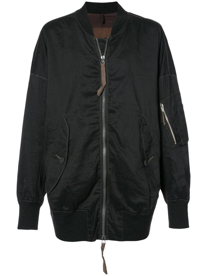 Ziggy Chen Contrast Seam Bomber - Black