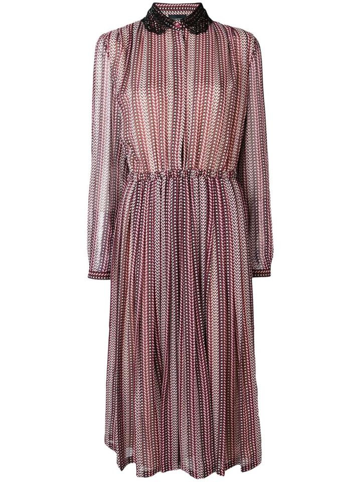 Giambattista Valli Lace Collar Printed Dress - Red