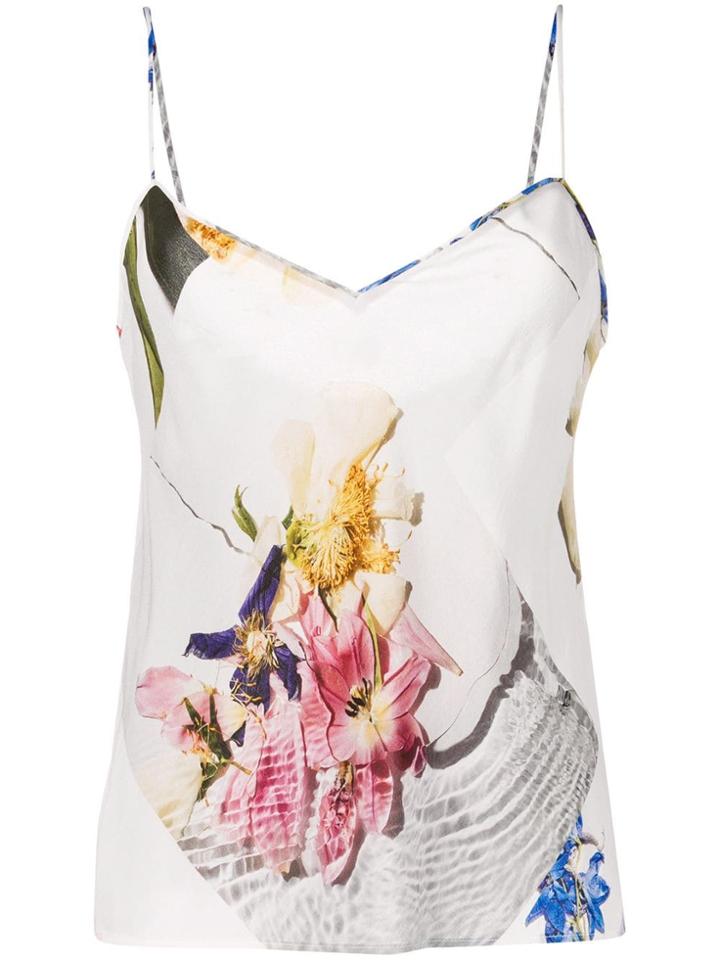 Ganni Floral Print Slip Top - White