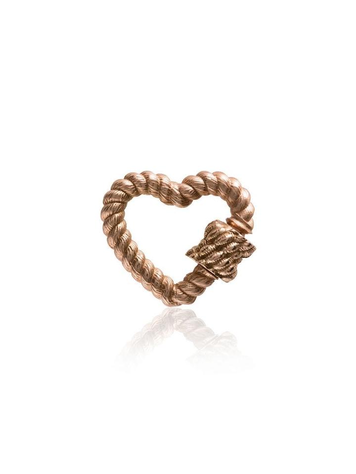 Marla Aaron 14k Rose Gold Twist Lock Heart Charm - Metallic