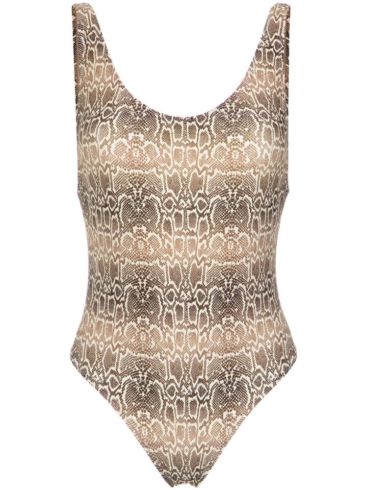 Amir Slama Snake Print Swimsuit - Brown