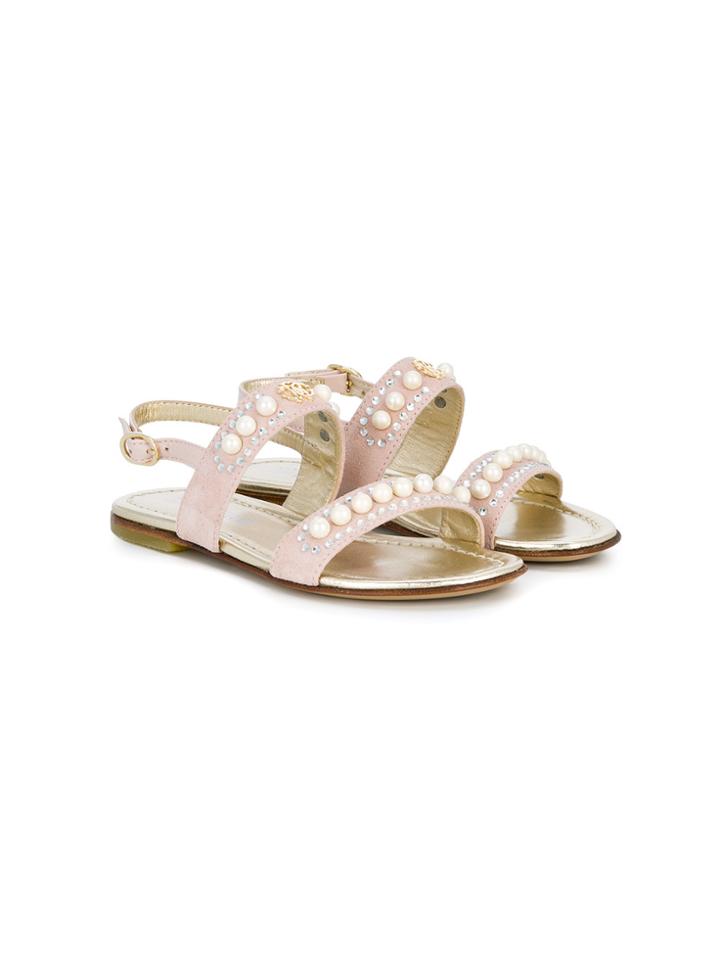 Roberto Cavalli Kids Pearl Embellished Sandals - Pink & Purple