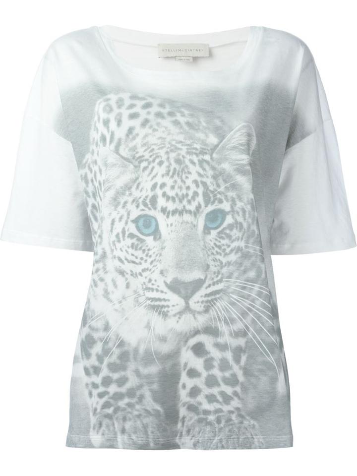 Stella Mccartney Leopard Print Top, Women's, Size: 40, White, Silk/cotton