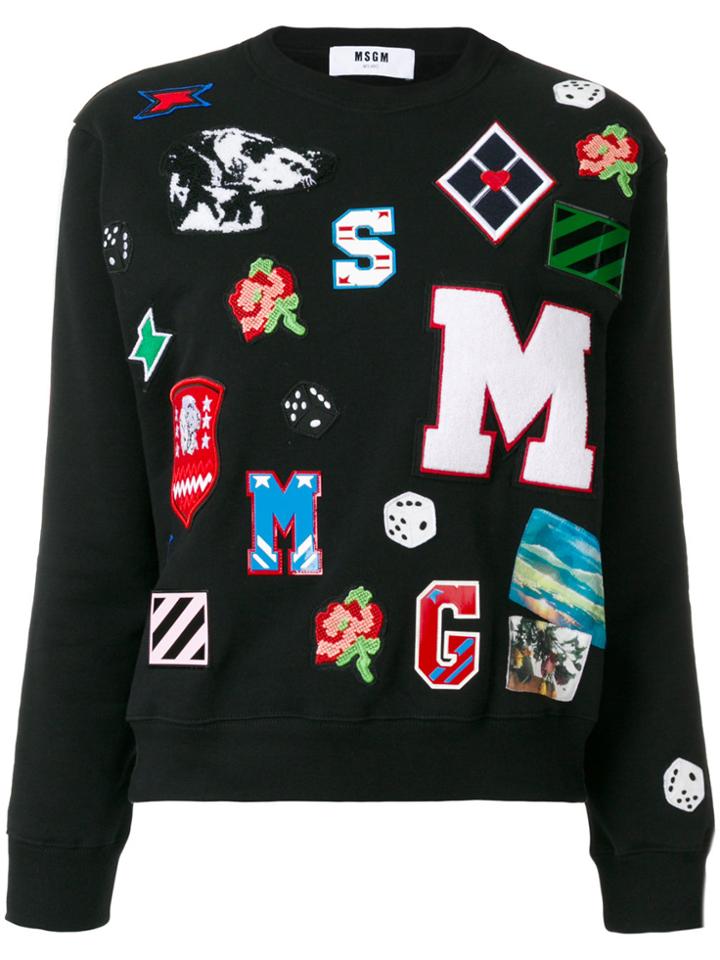 Msgm Multi Patched Sweatshirt - Black