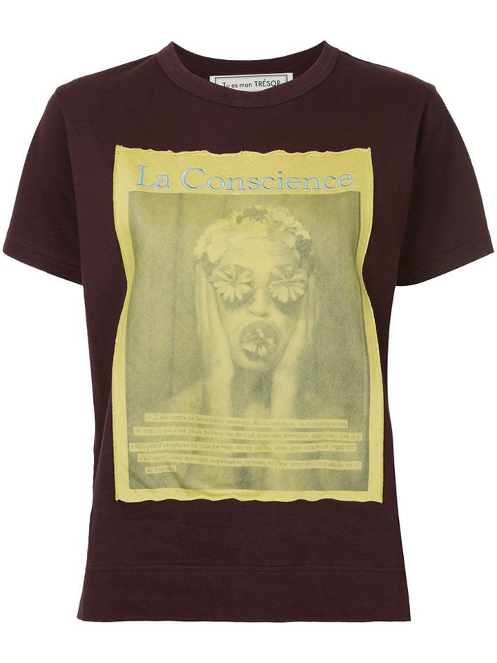 Tu Es Mon Trésor Le Conscience Printed T-shirt - Pink