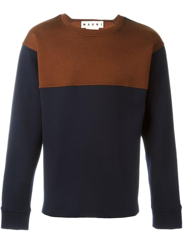 Marni Colour Block Sweatshirt, Men's, Size: 52, Brown, Polyamide/virgin Wool