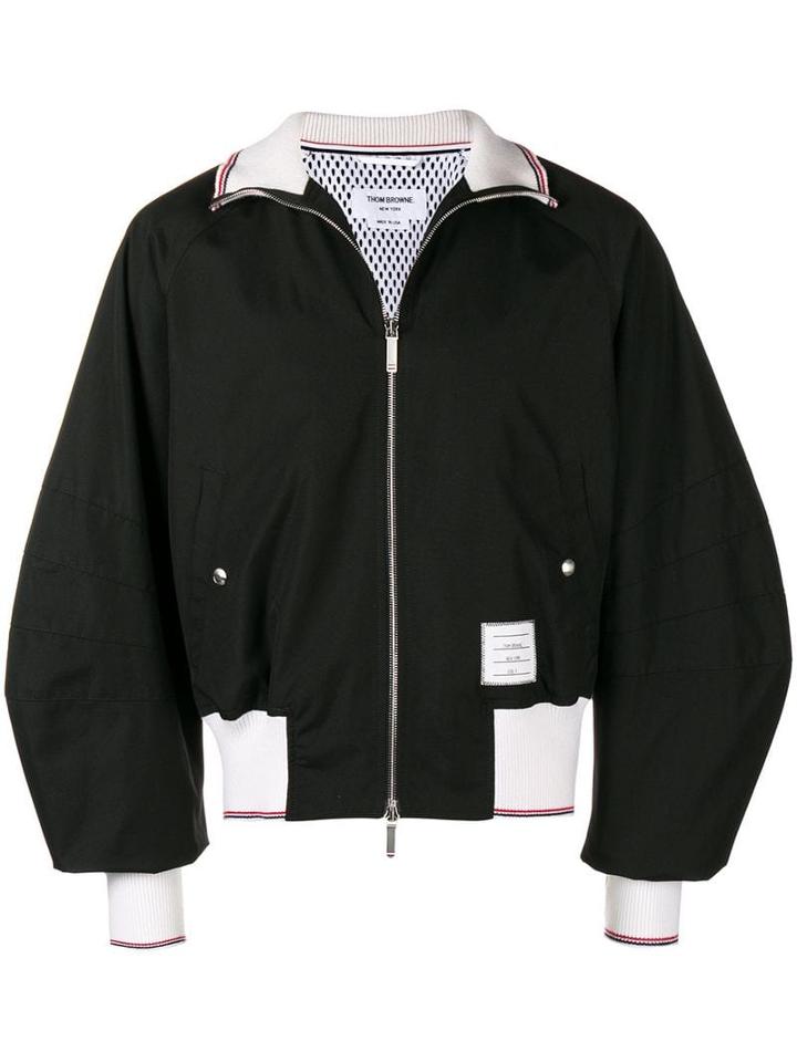 Thom Browne 4-bar Sateen Stripe Blouson Jacket - Black